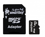 Карта памяти Smartbuy microSDXC 64Gb Class 10, SB64GBSDCL10-01